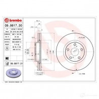 Тормозной диск BREMBO 09981730 8020584981733 CB 3VL 791099