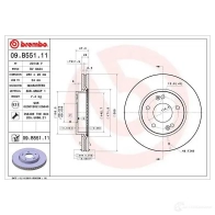 Тормозной диск BREMBO YI O0R 1438329529 09.B551.11 - Изображение 2
