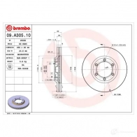 Тормозной диск BREMBO 8020584017623 T N4VQ0F 791248 09.A305.10 - Изображение 2