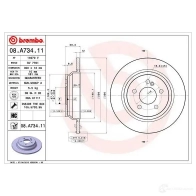 Тормозной диск BREMBO 08.A734.11 789782 DIJN R 8020584020227 - Изображение 2