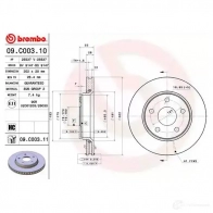 Тормозной диск BREMBO 8020584215173 791690 09.C003.11 B JQP2 - Изображение 3