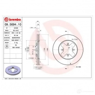 Тормозной диск BREMBO 0TM6 TSL 09569410 790208 8020584569412 - Изображение 1