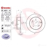 Тормозной диск BREMBO 8020584217146 08.A631.11 1210309161 IW Q4A