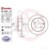 Тормозной диск BREMBO 8020584217146 08.A631.11 1210309161 IW Q4A - Изображение 2