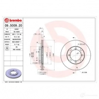 Тормозной диск BREMBO 8020584500927 09.5009.20 QD VL6ZH Mitsubishi Lancer 6 (C6, C7) Седан 1.5 88 л.с. 1990 – 1992