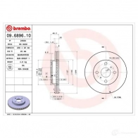 Тормозной диск BREMBO 09689610 790384 0K7 YVZ 8020584689615