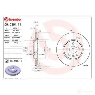 Тормозной диск BREMBO 1422939130 1 828V8 09.D391.11 - Изображение 5