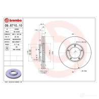 Тормозной диск BREMBO 790303 8020584671016 09.6710.10 IM7 TB2 - Изображение 2