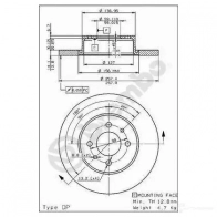 Тормозной диск BREMBO 08487810 K6YM 4B 8020584487815 789160 - Изображение 2