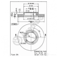 Тормозной диск BREMBO 790306 09672410 YCCDJA F 8020584672419