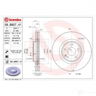Тормозной диск BREMBO 09.B807.41 791664 R EI94 8020584037539 - Изображение 2