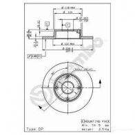 Тормозной диск BREMBO 08587610 789339 AKD WA 8020584587614 - Изображение 1