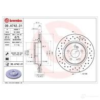 Тормозной диск BREMBO 09a74231 8020584228944 1422939203 9Q1 WA - Изображение 2