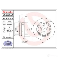 Тормозной диск BREMBO 8020584012802 08556924 789273 GI1OGI R - Изображение 2