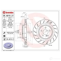 Тормозной диск BREMBO 8020584229552 LU 9ZKH 09.A818.21 1422939201 - Изображение 2