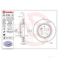 Тормозной диск BREMBO M2 2PNVN 09a76010 Mercedes E-Class (A207) 4 Кабриолет 4.7 E 550 407 л.с. 2011 – 2024 8020584020074