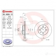 Тормозной диск BREMBO 8020584495919 790015 09495910 QW 49D - Изображение 2