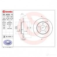 Тормозной диск BREMBO A 8LE5 8020584014820 Mazda 3 (BL) 2 Хэтчбек 2.0 MZR 147 л.с. 2009 – 2013 08a02910