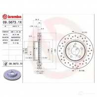 Тормозной диск BREMBO 8020584215357 0956731x 790197 R8A9 IKH - Изображение 2