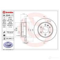 Тормозной диск BREMBO 1438329632 KJ6 HZM 08.D045.11 - Изображение 5