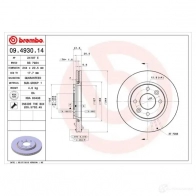 Тормозной диск BREMBO 1 CZNQ 8020584012499 09493014 789999