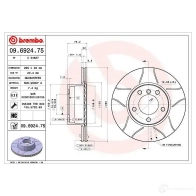 Тормозной диск BREMBO 7 3Q9I 09.6924.75 8020584011478 790396 - Изображение 6