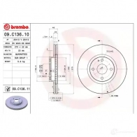 Тормозной диск BREMBO 8020584217856 09c13610 4F M52P7 791709 - Изображение 2