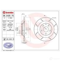 Тормозной диск BREMBO 1438329653 MJS H3S9 08.C425.75 - Изображение 2
