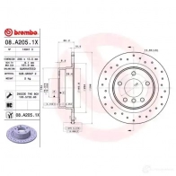 Тормозной диск BREMBO 8020584215319 789675 JAM IH 08.A205.1X - Изображение 2