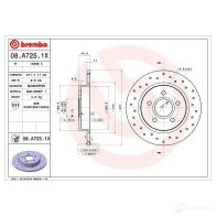 Тормозной диск BREMBO 72S IR 1210309273 8020584032671 08.A725.1X - Изображение 6