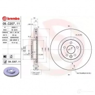 Тормозной диск BREMBO 791726 09.C207.11 8020584222560 V47PB V - Изображение 2