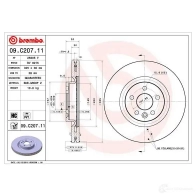 Тормозной диск BREMBO 791726 09.C207.11 8020584222560 V47PB V - Изображение 3