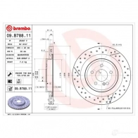 Тормозной диск BREMBO 791663 AM E9OZ 8020584220030 09.B788.11 - Изображение 4