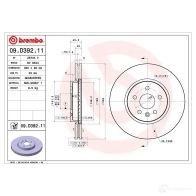 Тормозной диск BREMBO 1422939128 09.D392.11 B7 M3DX - Изображение 7