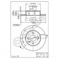 Тормозной диск BREMBO 789033 08279210 H66A P55 8020584279212 - Изображение 2