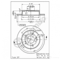 Тормозной диск BREMBO 08544350 JK EH2 8020584544358 789259
