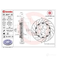 Тормозной диск BREMBO 8020584954737 QF9 09F 09.9547.33 Mercedes CLK (A209) 2 Кабриолет 6.2 CLK 63 AMG (2077) 481 л.с. 2006 – 2010