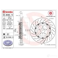 Тормозной диск BREMBO 6H7 ZF 09.B386.13 8020584039205 Nissan GT-R (R35) 1 Купе 3.8 V6 486 л.с. 2009 – 2010