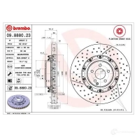 Тормозной диск BREMBO 09.8880.23 8020584888025 Mercedes S-Class (W220) 2 Седан 6.0 S 65 AMG (2279) 612 л.с. 2004 – 2005 B3BW12 6