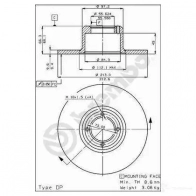 Тормозной диск BREMBO 789124 L0H VM 8020584437018 08437010 - Изображение 2