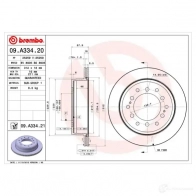 Тормозной диск BREMBO 09.A334.21 791257 3U4O QHP 8020584213773 - Изображение 2