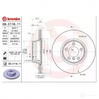 Тормозной диск BREMBO 8020584218464 7HAI 3 09.C116.11 791704 - Изображение 3