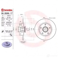 Тормозной диск BREMBO 8020584039489 789831 08.B369.17 5 RM97 - Изображение 3