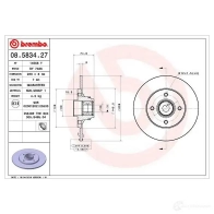 Тормозной диск BREMBO 1438329706 08.5834.27 P SFVL - Изображение 2