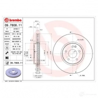 Тормозной диск BREMBO 790552 09.7808.11 WJ WJJ 8020584012031 - Изображение 2