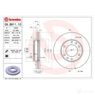 Тормозной диск BREMBO 09.B611.10 8020584210024 L L719 791613 - Изображение 2