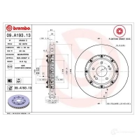 Тормозной диск BREMBO 09.A193.13 8020584039076 Mitsubishi Lancer 10 (CZ4A) Седан 2.0 EVO x (CZ4A) 301 л.с. 2008 – 2015 E TFTB