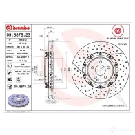Тормозной диск BREMBO 790763 8020584887820 09.8878.23 KF AC7 - Изображение 3