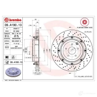 Тормозной диск BREMBO M VJ5X 8020584039151 09.A190.13 Nissan GT-R (R35) 1 Купе 3.8 V6 486 л.с. 2009 – 2010