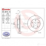 Тормозной диск BREMBO 09.5916.10 8020584591611 WJ98 91 790283 - Изображение 2